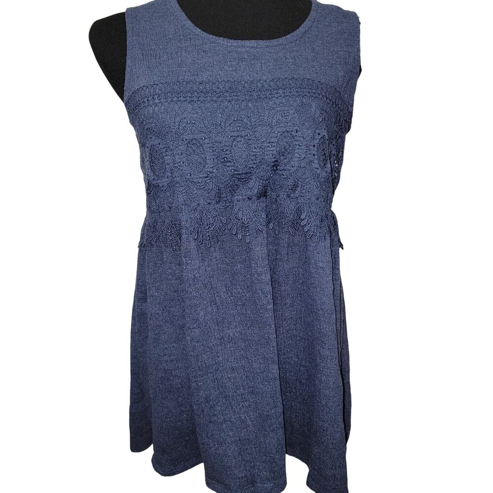 Womens Medium Lace Embroidered Babydoll Tank Top Cottagecore Fairycore Peasant